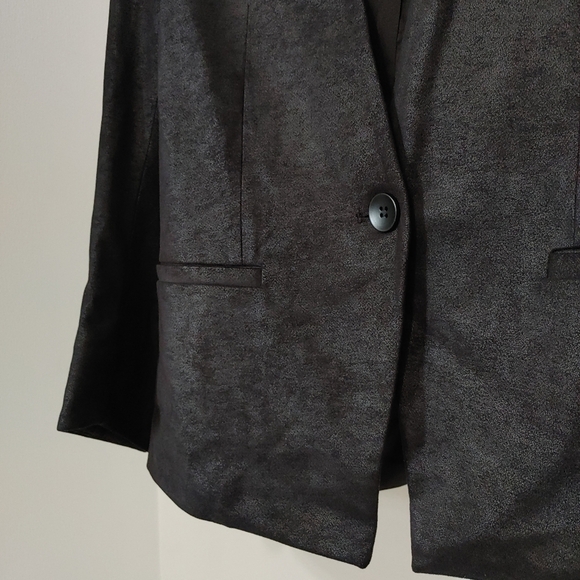 CAPULET | Womens Black Faux Leather Blazer Jacket - Picture 5 of 9